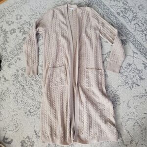 J. Jill Cream Cable Knit Long Duster Cardigan